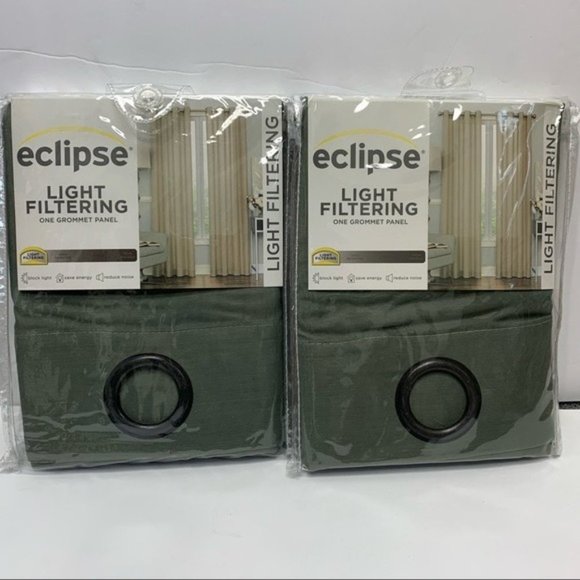 ECLIPSE Liberty Sage Light Filtering Curtain Panels Pair 2 52 in x 95 in NEW NIP - Picture 1 of 8